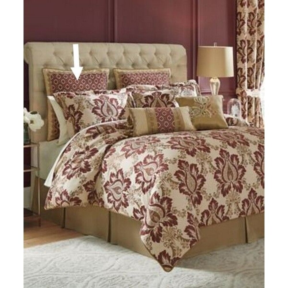 Croscill Euro Pillow Sham Esmeralda Bordeaux Gold Quatrefoil European 26x26" $83